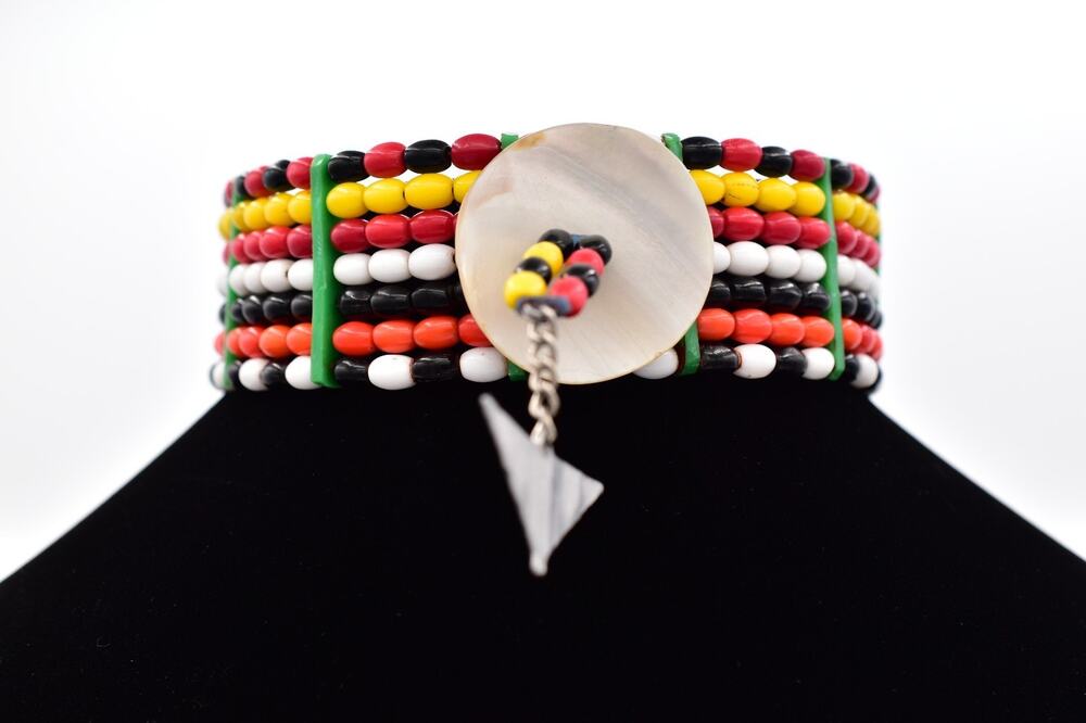 Vintage Tribal Beaded Choker Necklace Shell Toggle Ethnic Statement Chunky BinAU